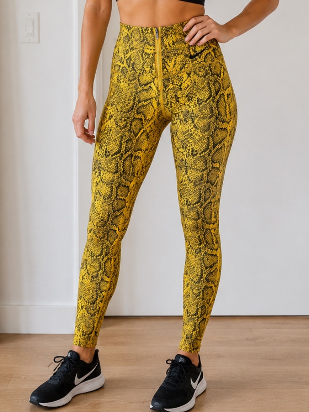 Nike Yellow Snake Print Leggings - size S